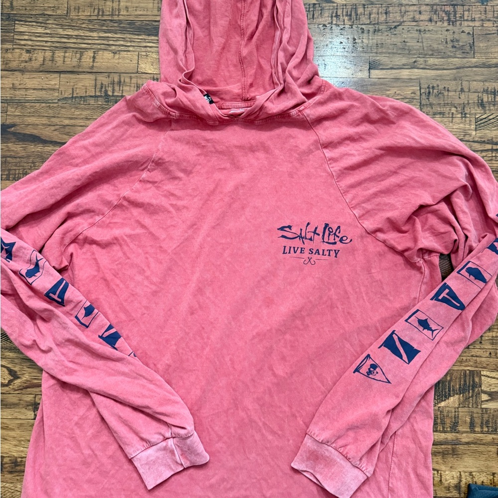 Salt Life Coral t shirt Hoodie with White Logo